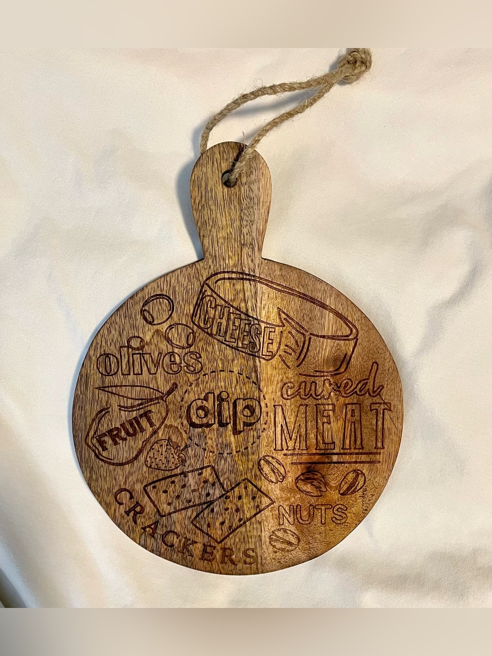 Mud Pie Charcuterie Wood, Circular Paddle - Cheese Cutting Board/Serving Platter